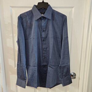 Dolce & Gabbana Gold Cotton Button-Up Dress Shirt with Logo